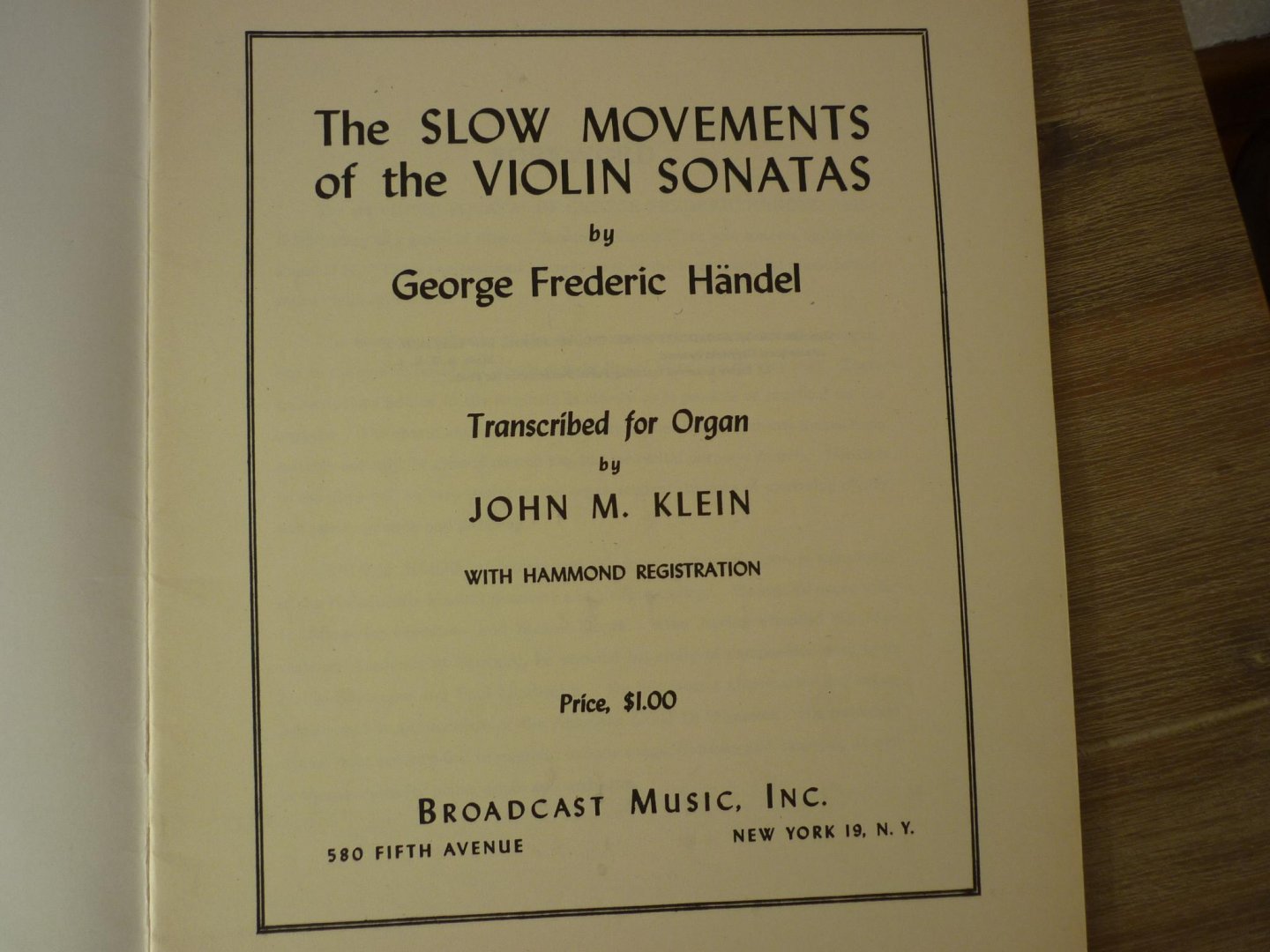 Handel; Georg Friedrich (1685-1759)  /  John M. Klein - The slow Movements of the Violin Sonatas by Georg Friedrich Handel (Transcribed for Organ by John M. Klein / Hammond Registration by Kenneth Walton