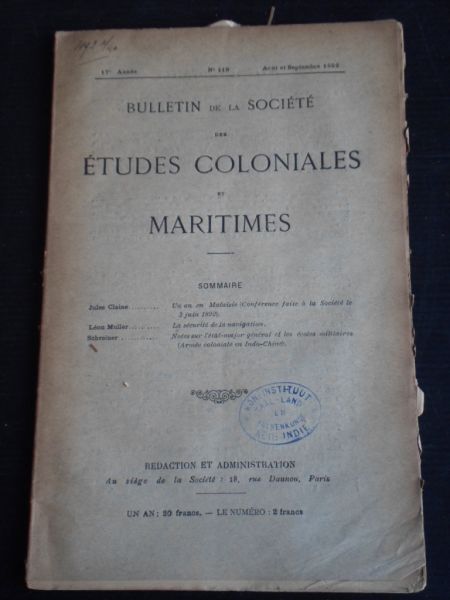  - Bulletin de la Societe des Etudes Coloniales et Maritimes