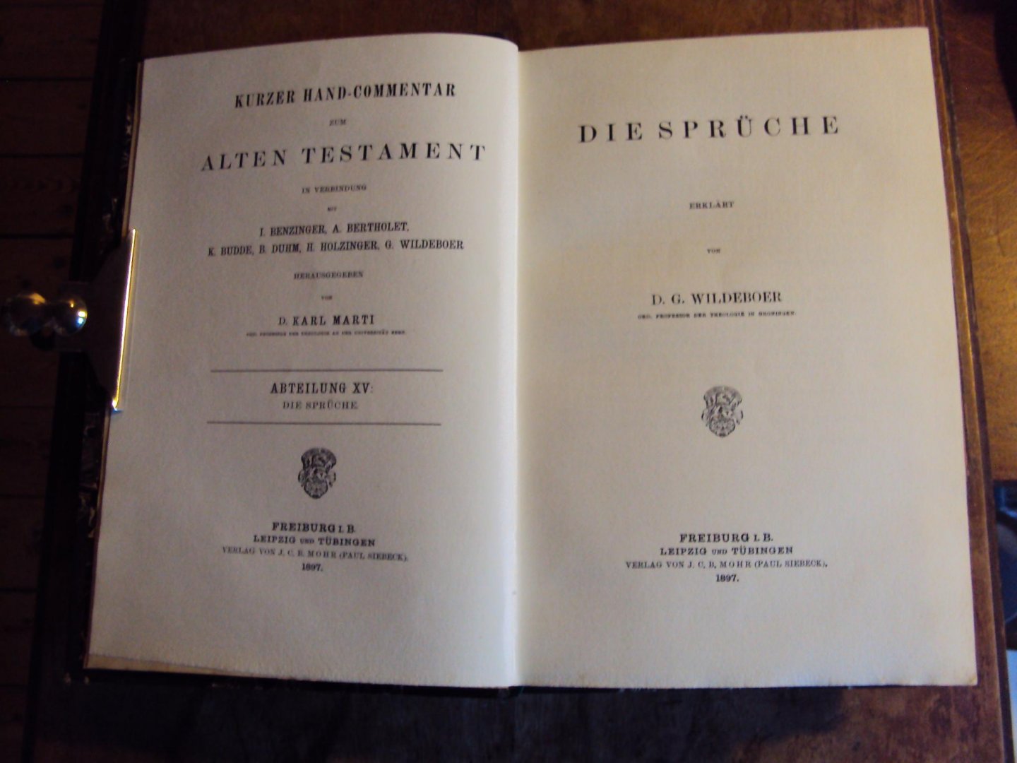 Wildeboer, D.G. - Die Sprüche. Kurzer Hand-Commentar zum Alten Testament, Abteilung XV
