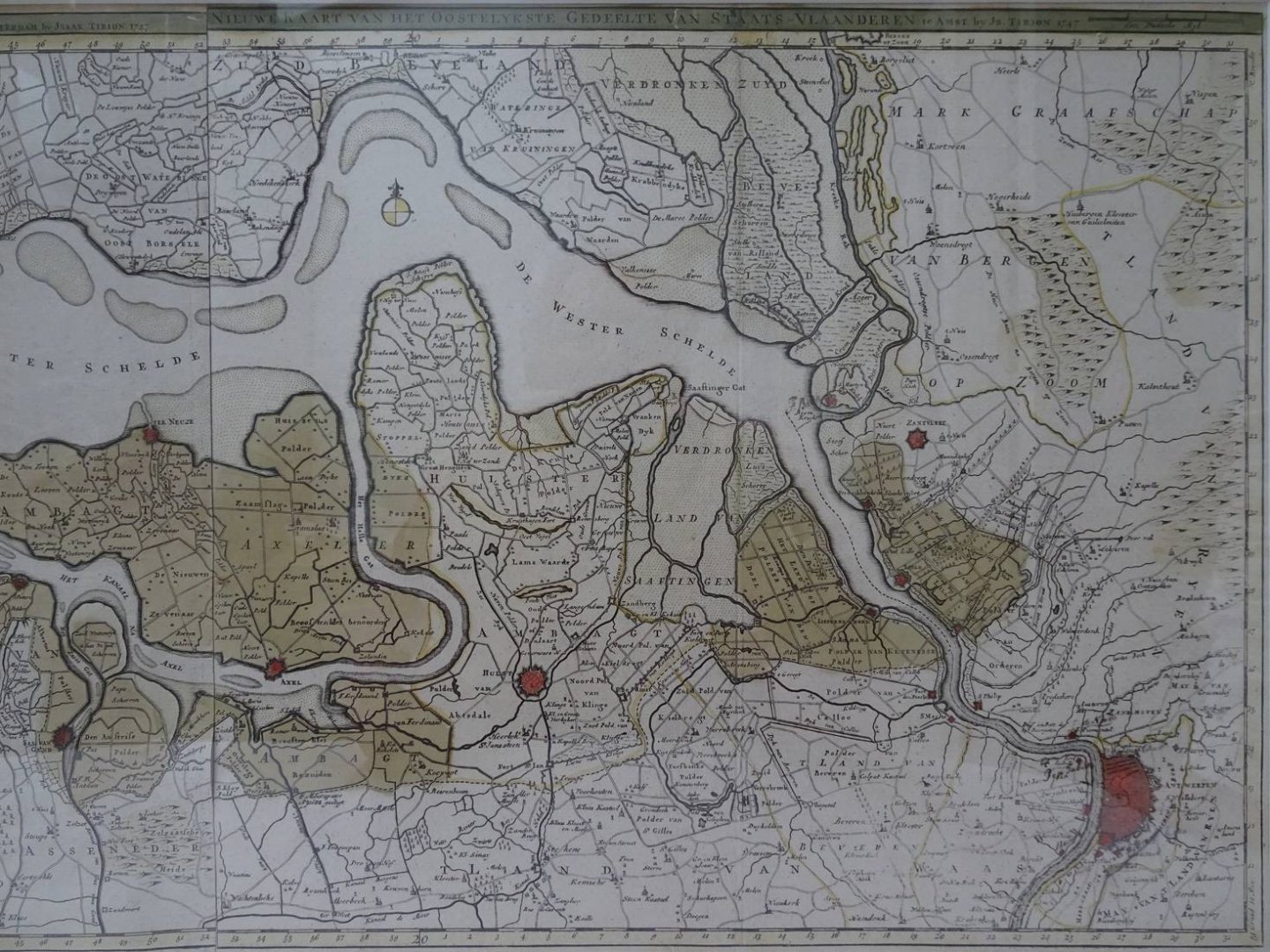 Zeeuws- Vlaanderen (Staats-Vlaanderen). - Nieuwe kaart van het westelykste gedeelte van Staats-Vlaanderen en van het oostelykste gedeelte van Staats-Vlaanderen