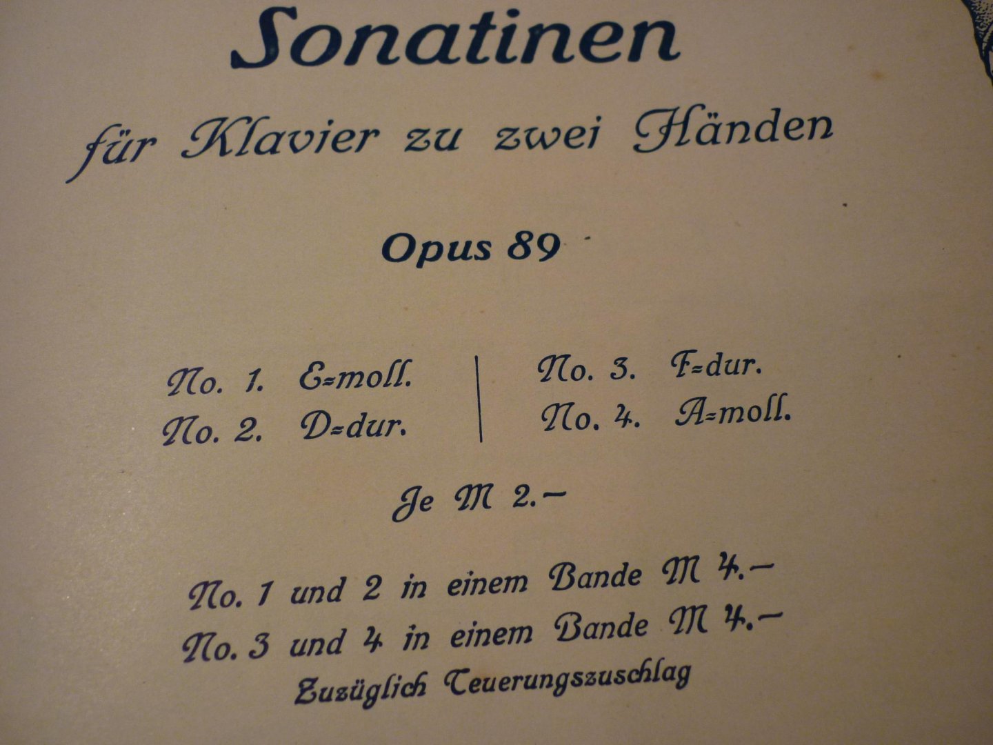 Reger; Max (1873 - 1916) - Vier Sonatinen, fur Klavier zu zwei handen; opus 89; No. 1, 2, 3 en 4