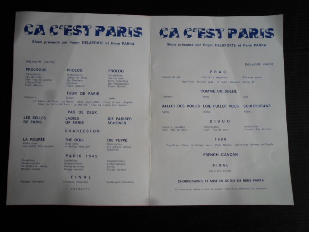  - Programma Ca c’est Paris, Elysée Montmartre Show, presentée par Roger Delaporte et René Parra