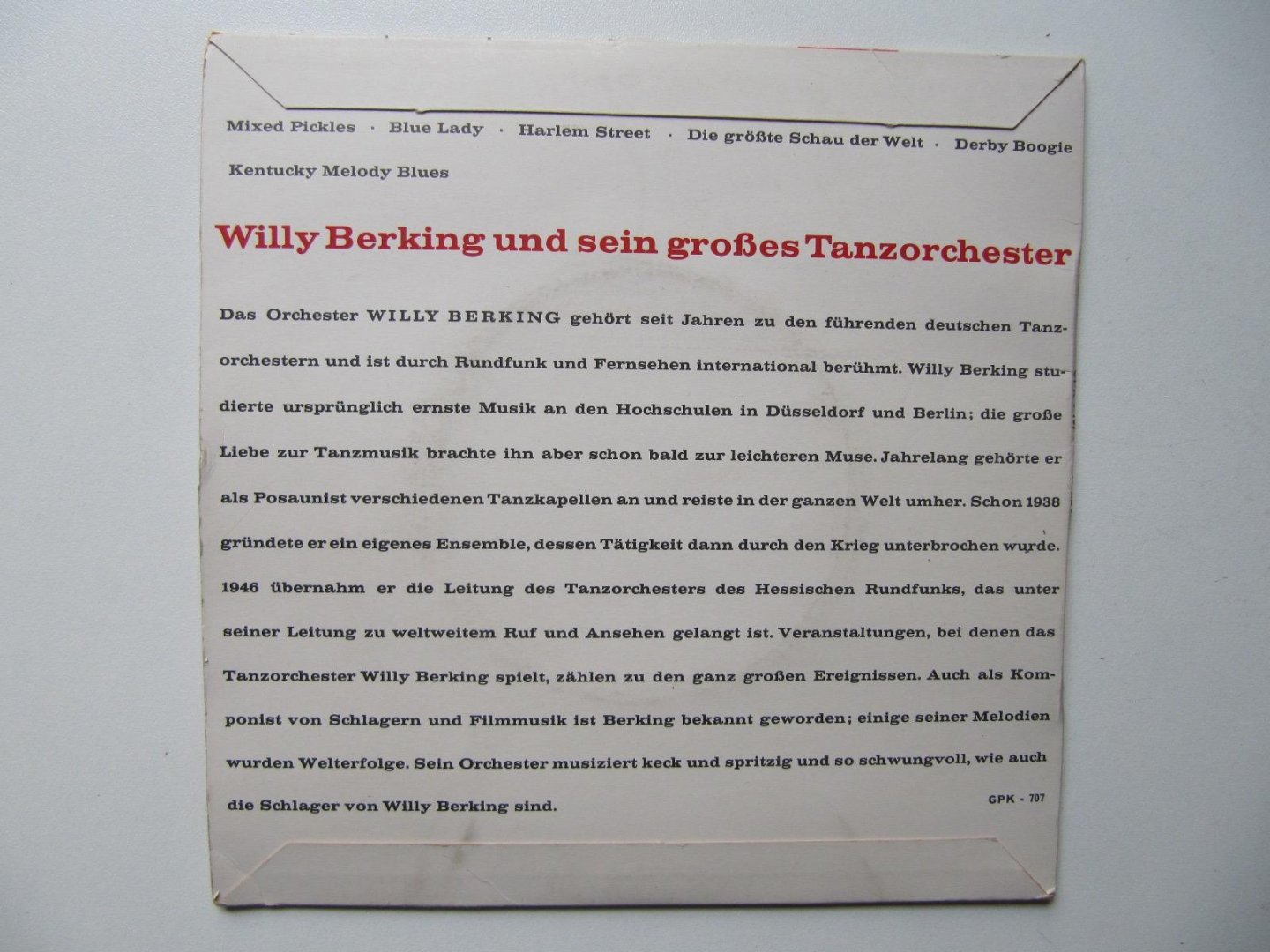 Willy Bering und sein Grosses Tanzorchester - Sans Souci