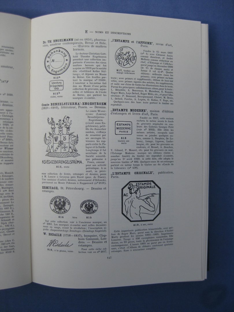 Lugt, Frits - Les marques de collections de dessins & d'estampes... Avec des notes historiques sur les collectionneurs, les collections, les ventes, les marchands et éditeurs, etc.
