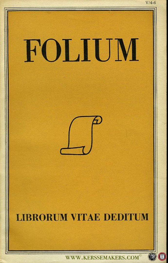 GUMBERT, H.L. ( redactie) / Diverse auteurs - Folium Librorum Vitae Deditum. Jaargang 5 - 1957, 4-6