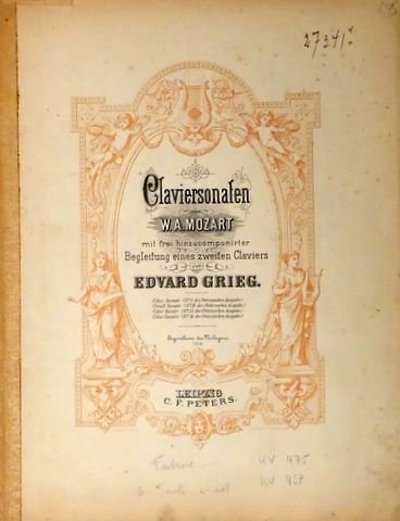 Mozart, W.A.: - Claviersonaten von W. A. Mozart mit frei hinzucomponirter Begleitung eines zweiten Claviers von Edvard Grieg
