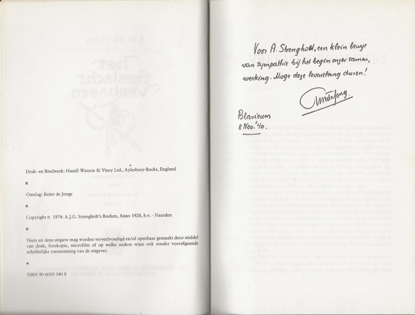 Jong A.M. De .. Omslag Reint de Jong - Het geslacht Verhagen: De vreemde broeders; Poeske; De heks van de Riethoek .. Triologie