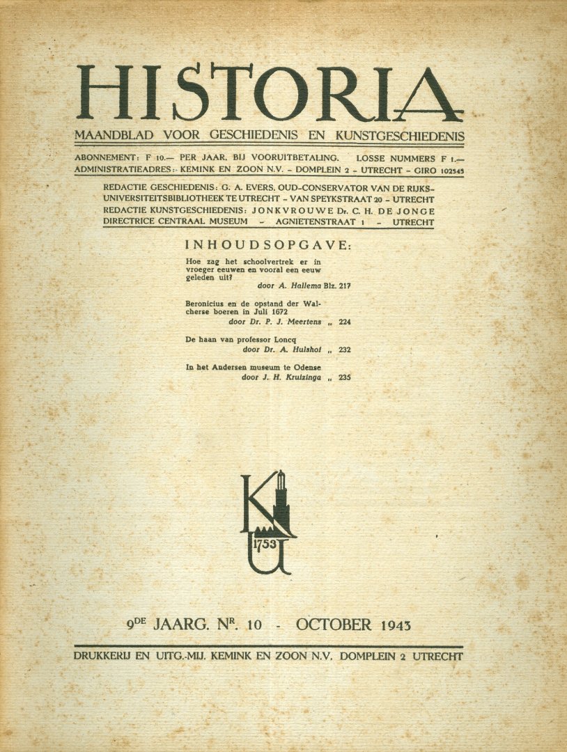  - Historia - maandblad voor geschiedenis en kunstgeschiedenis - 14 exemplaren 1943-1945