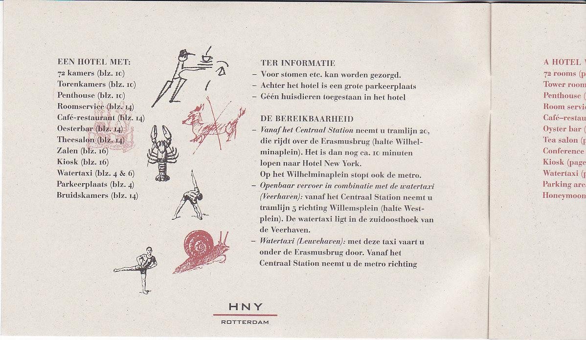 niet vermeld - Hotel New York Rotterdam folder uit 1993