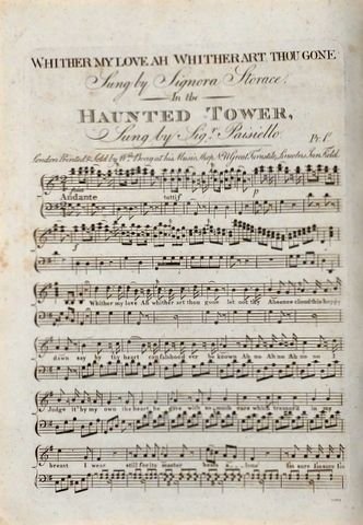 Paisiello, Giovanni: - Whither, my love, ah Whither art thou gone. Sung by Signora Storace in the Haunted tower. Sung [?] by Sigr. Paisiello