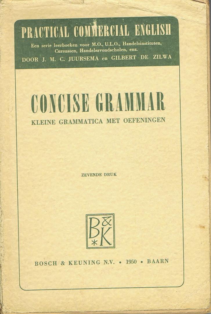 Juursema, J.M.C., & Zilwa, G. de - Concise grammar: Kleine grammatica met oefeningen