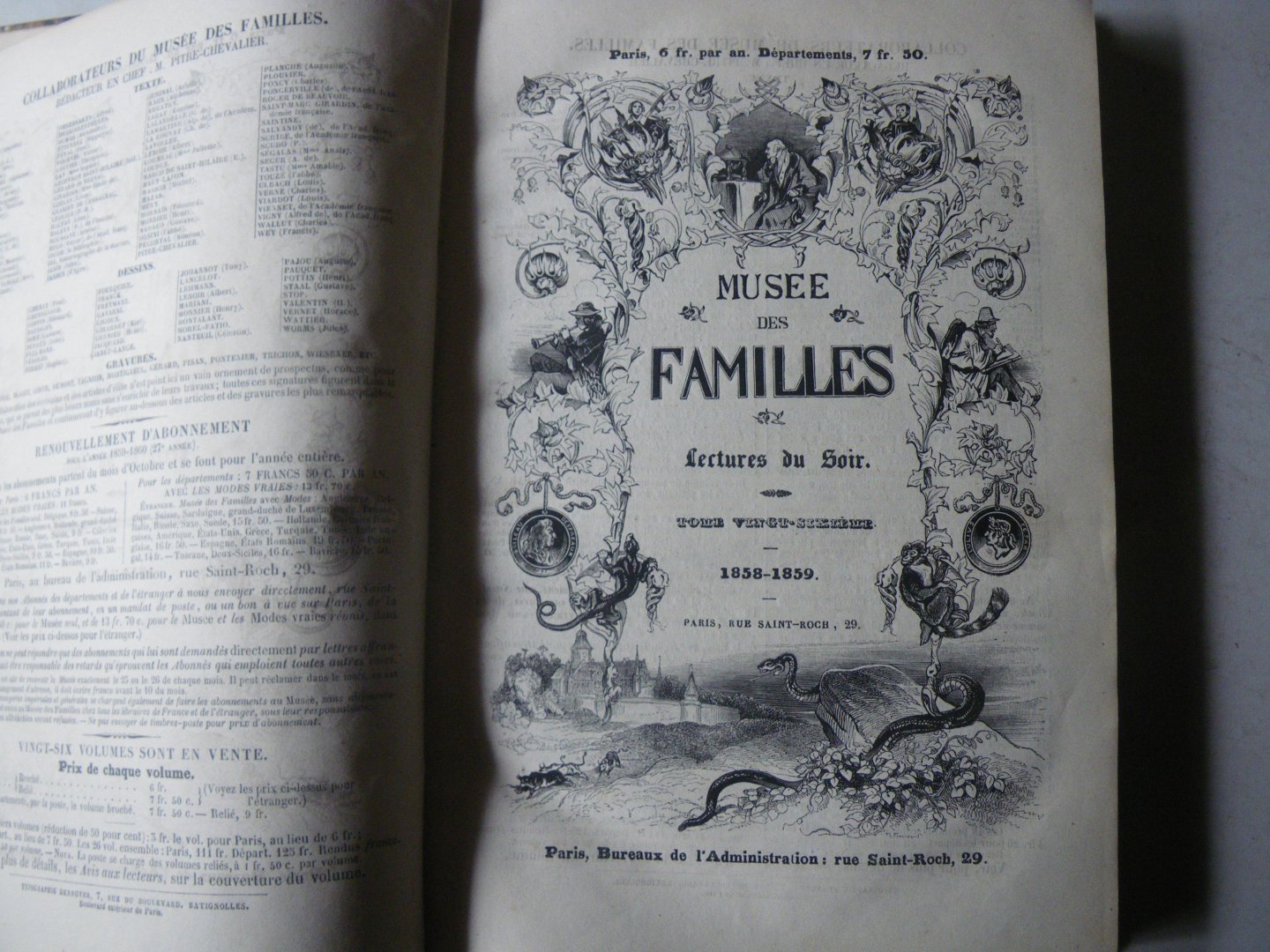 COLLECTIF - Musee Des Familles Lectures Du Soir 1858-1859 illustrées de gravures noir et blanc dans le texte