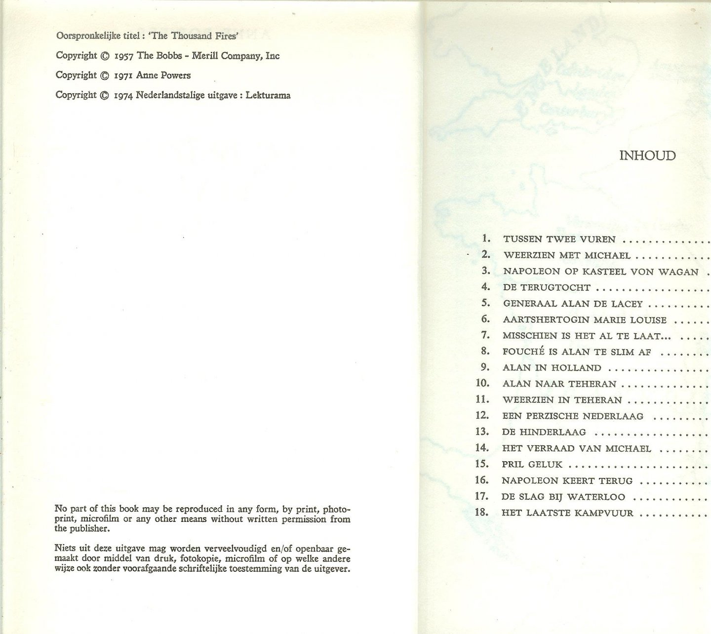 Powers Anne ..  Vertaling Mevr. Louise. Koopman - Thomas - De duizend Kampvuren van Napoleon.