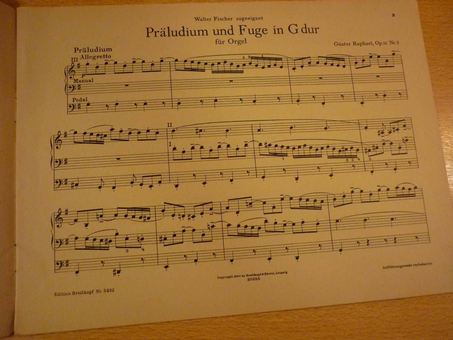 Raphael; Gunter - Praludium und Fuge in G dur; Op.22 Nr. 3