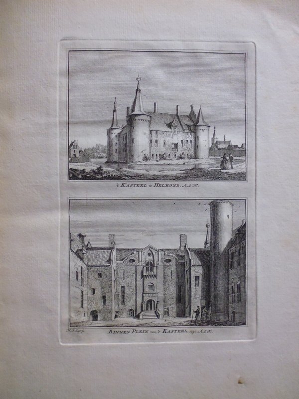 H. Spilman - t Kasteel te Helmond / Binnen Plein van 't Kasteel 1730 [Originele kopergravure]