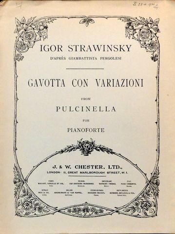 Strawinsky, Igor: - Gavotta con variazioni from Pulcinella for pianoforte