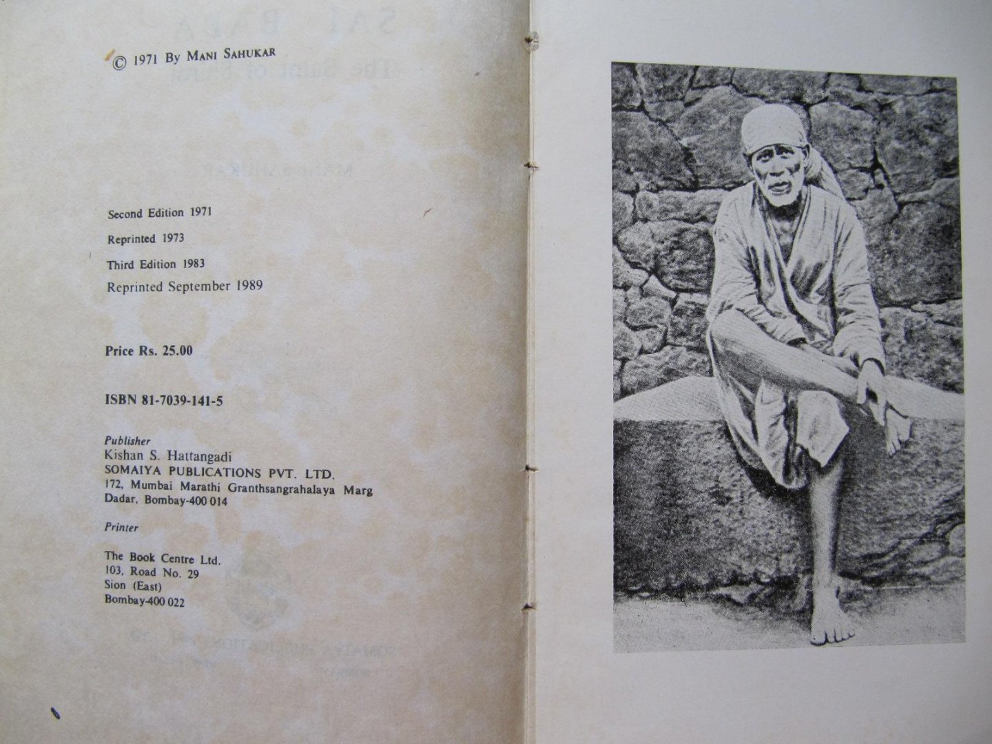 Mani Sahukar - Sai Baba -The Saint of Shirdi