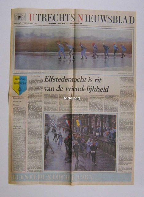 red. - Utrechts Nieuwsblad - speciale bijlage elfstedentocht 1985 + Telegraaf - elfstedentocht 1985