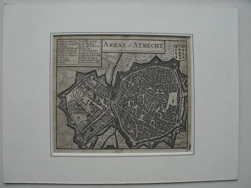 antique map (kaart). - Antique map of Arras. (Atrecht).