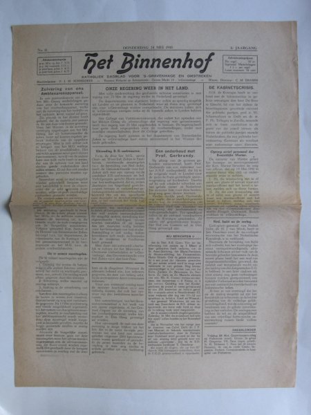 Oorlogskrant - Het Binnenhof, katholiek dagblad voor 's-Gravenhage