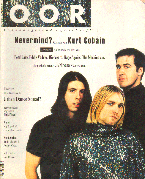 Diverse auteurs - Muziekkrant Oor 1994 nr. 08 met o.a. NIRVANA (DOOD KURT COBAIN, 7 p. + COVER), URBAN DANCE SQUAD (6 p.), DEAD MOON (2 p.), PINK FLOYD (2 p.), JELLO BIAFRA (4 p.), goede staat