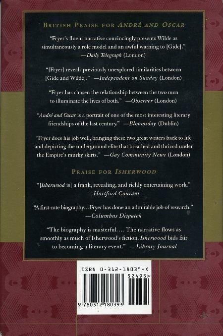 Fryer, Jonathan - Andre and Oscar : the literary friendship of Andre Gide and Oscar Wilde.