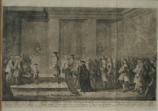 antique print (prent) - Afbeelding van de vergaderplaats van de heeren staaten van Holland en west-friesland.