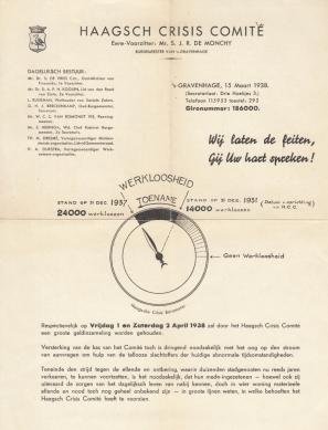 HAAGSCH CRISIS COMITÉ - Twee gedrukte open brieven, gedateerd 15 Maart 1938 en 14 October 1939.