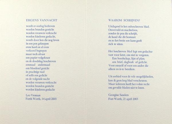 Vroman, Leo & Georgine Sanders. - Ergens vannacht - Waarom schrijven?