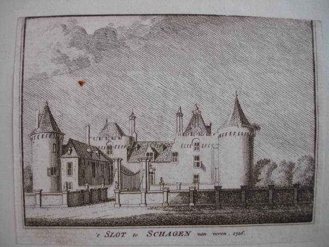 Schagen. - 't Slot te Schagen van voren, 1726.