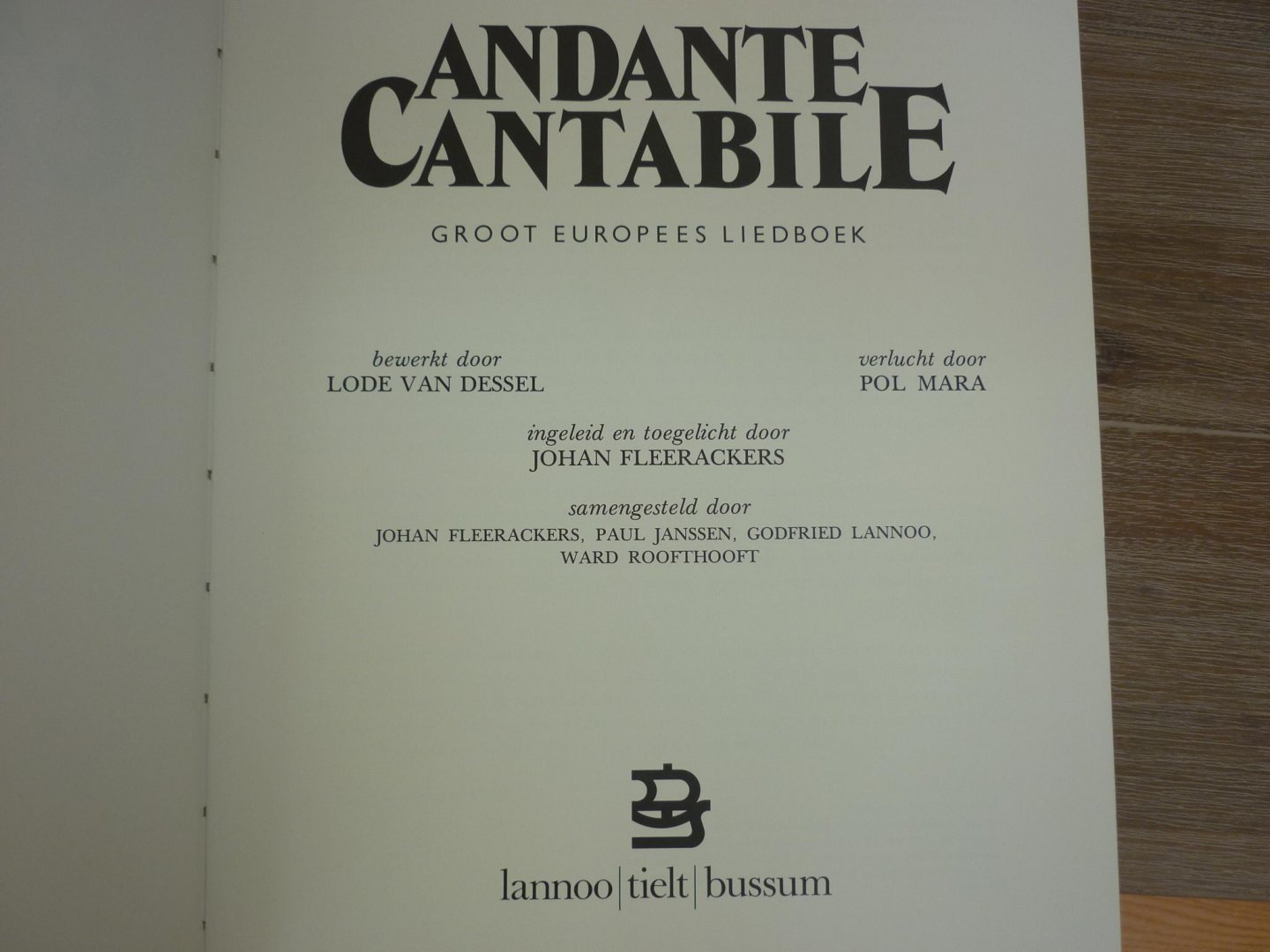 Dessel; Lode van / Johan Fleerackers - Andante Cantabile; Groot Europees liedboek