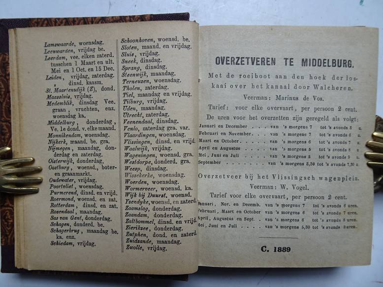No author. - Middelburgsche almanak, naar den nieuwen stijl, voor het jaar onzes Heeren Jesu Christi 1889. Voorzien met alle de Zeeuwsche jaar- paarden- beesten- en leermarkten, alsmede het op- en ondergaan van de zon en maan.