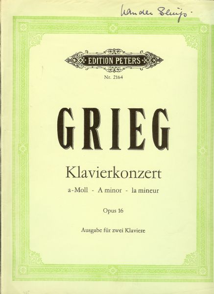 Grieg , Edvard - Grieg Klavierkonzert a moll - Aminor - La Mineur opus 16 .. Ausgabe für zwei Klaviere