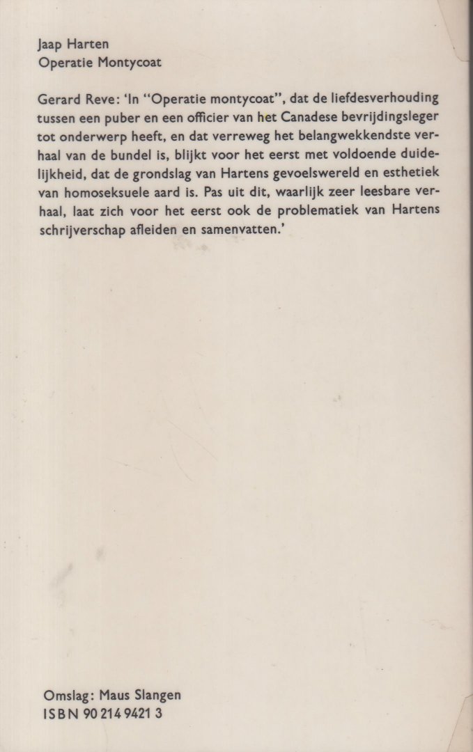 Harten (Blaricum, 22 september 1930 - Den Haag 2 december 2017), Jacobus Cornelis (Jaap) - Operatie Montycoat - Verhalen