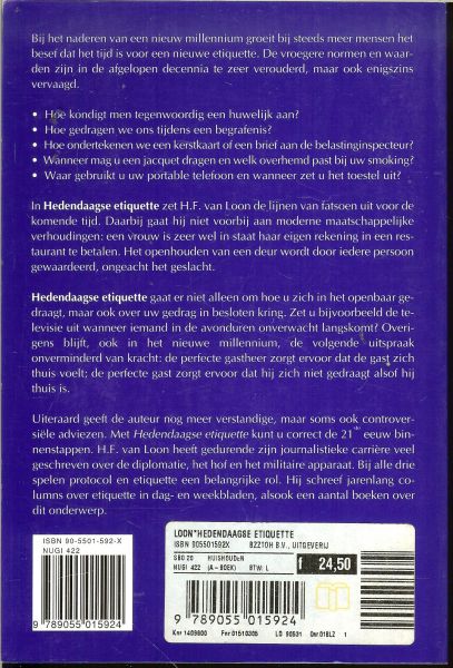 Loon, H.F. van .. met prachtige illustraties van Chris Roodbeen - Hedendaagse etiquette. De nieuwe omgangsnormen