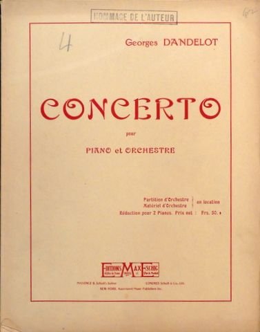 Dandelot, Georges: - Concerto pour piano et orchestre. Réduction pour 2 pianos
