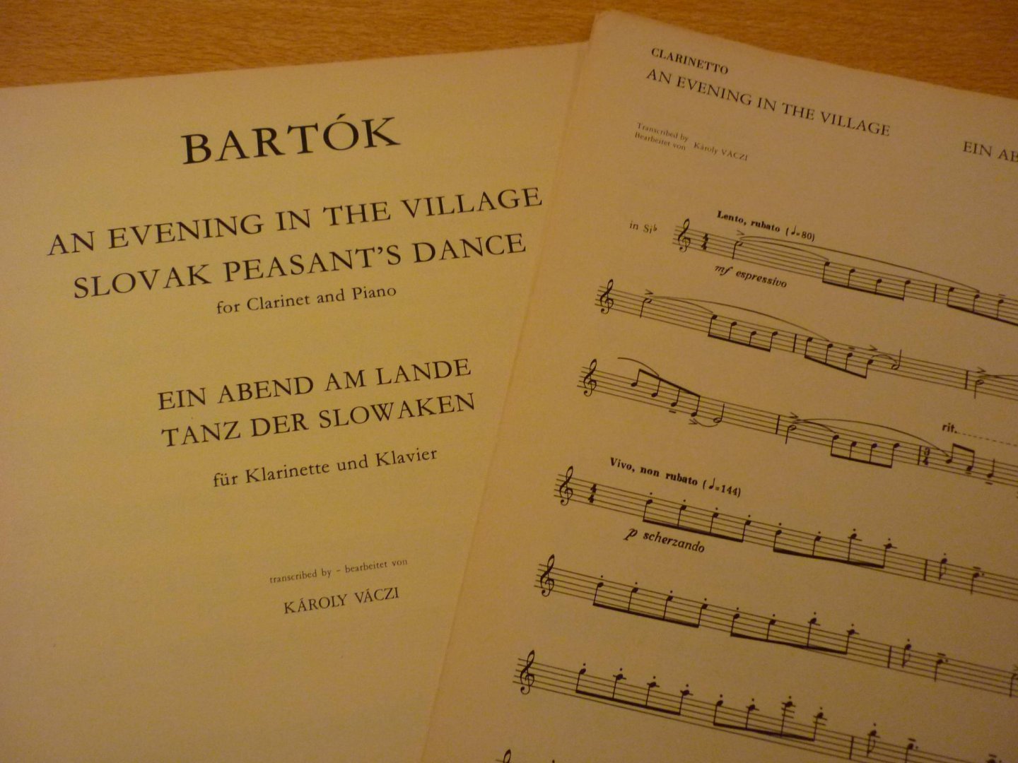 Bartok;Béla - An evening in the village; for clarinet and piano (Karoly Váczi)