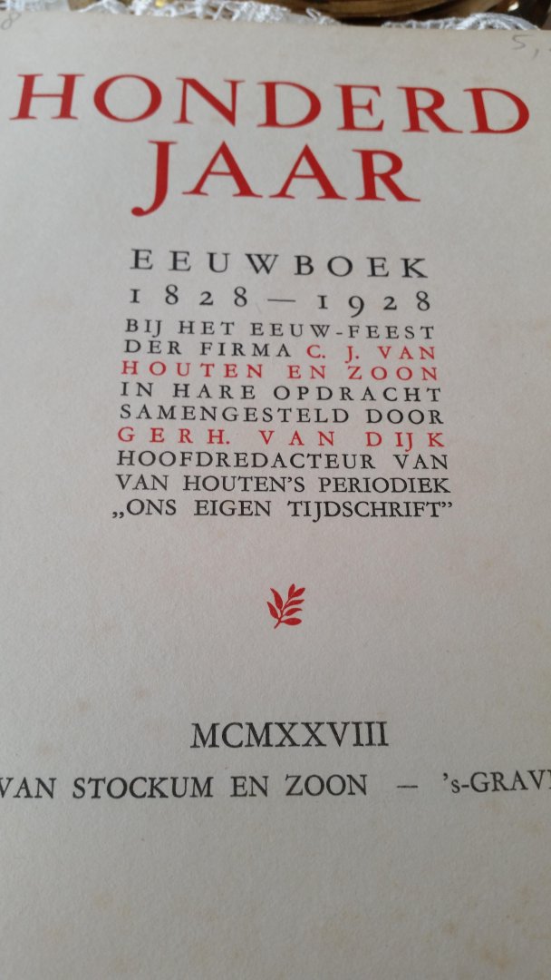 Van Dijk  Ger H - Honderdjaar eeuwboek Cj VAN Houten
