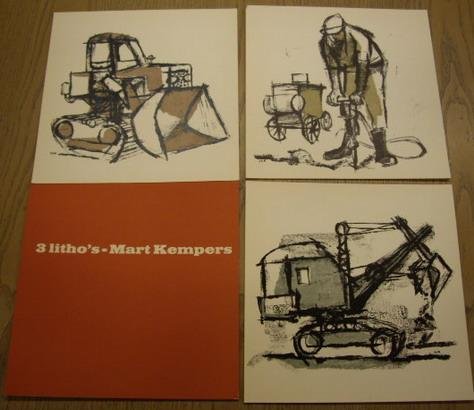 KEMPERS, MART., KWADRAAT-BLAD., QUADRAT-PRINT; STEENDRUKKERIJ DE JONG. (ED.) - 3 litho's.