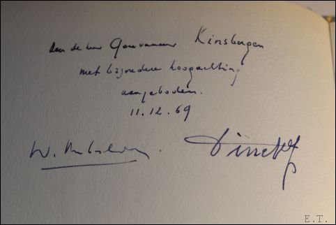 VANBESELAERE, DR. WALTHER. - JOZEF VINCK. met handgeschreven opdracht  aan de heer Gouverneur KINSBERGEN, gesigneerd.