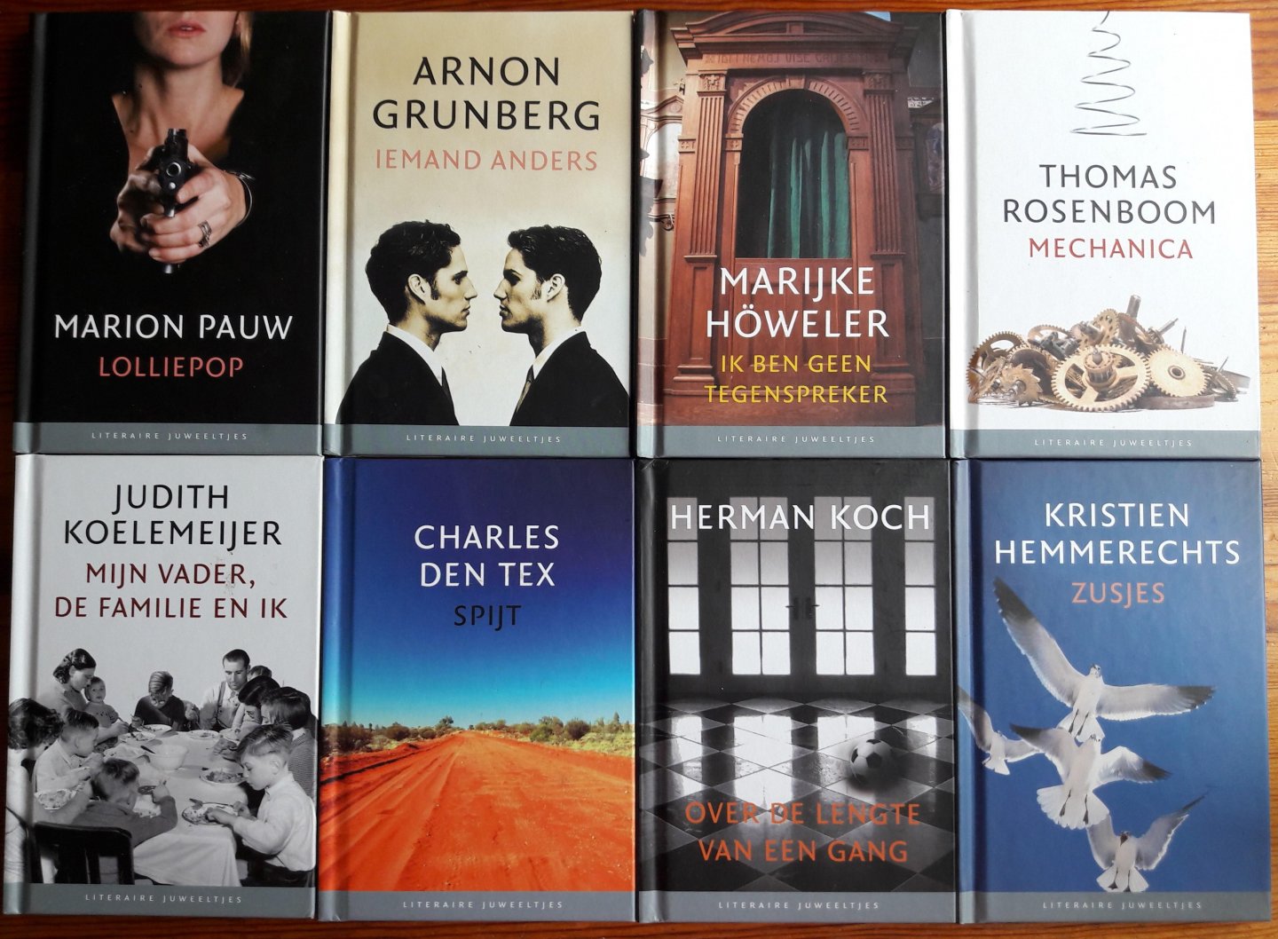 Grunberg, A. ; Hemmerechts, K. ; Howeler, M. ; Rosenboom, T. ; Pauw, M. ; Koelmeijer, J. Koch, H. Den Tex, C. - Literaire Juweeltjes, 8 stuks