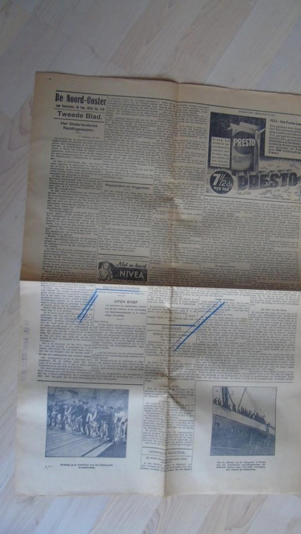 Redactie - De Noord-Ooster van Donderdag 16 November 1933. Algemeen Nieuws- en advertentieblad voor de Veenkolonien en omliggende streken (betreft het zgn. tweede blad, zie foto's)