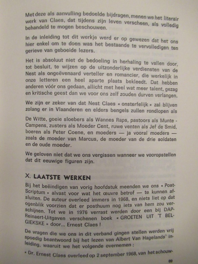 Vandevoort, Piet - Post-scriptum Ernest Claes 1885- 1968