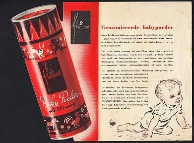(HUISHOUDEN). FLORIMONT - Florimont babypoeder. Geozoniseerd. (Reclamefolder).