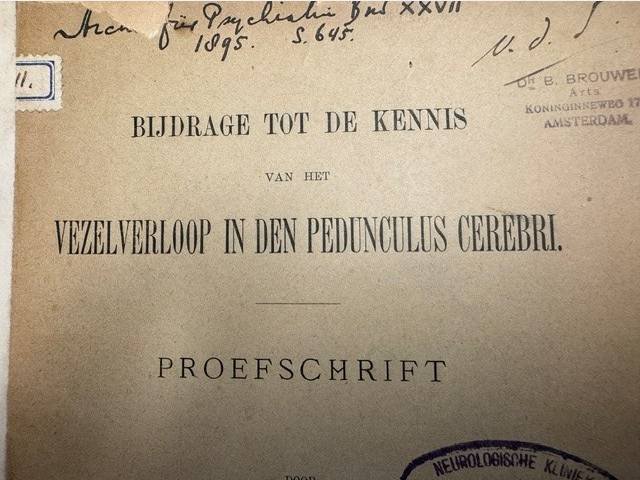 KAM, A.C., - Bijdrage tot de kennis van het vezelverloop in den pedunculus cerebri.