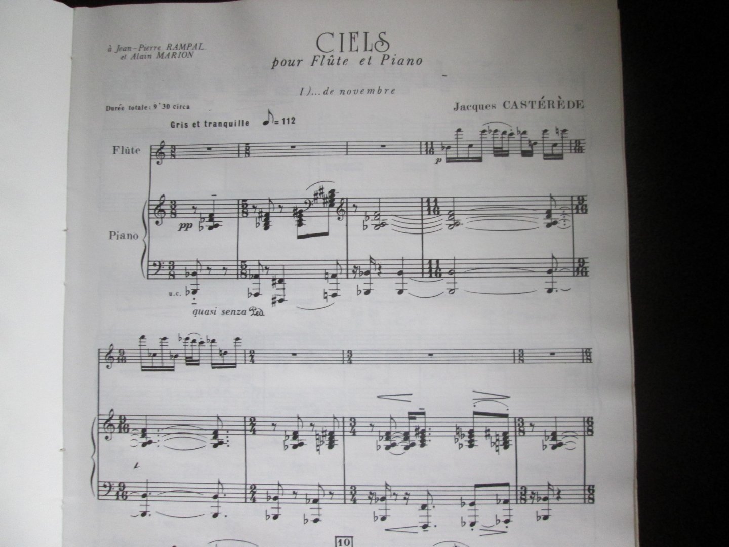 Casterede , Jacques ( 1926 - 2014 ; Frans pianist en componist ) - CIELS ... pour Flute et Piano ( I ... de Novembre / II ... de Mars )