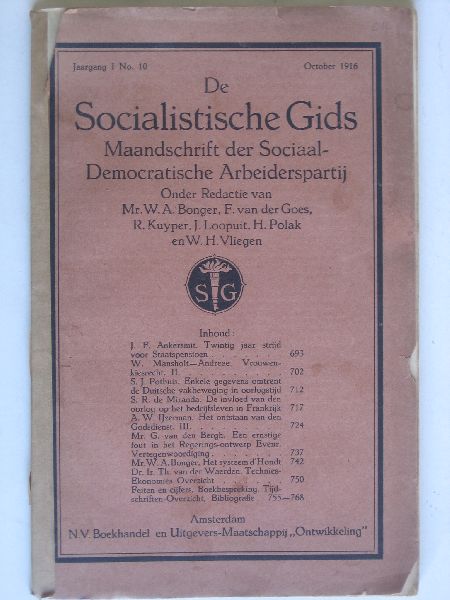  - De Socialistische Gids, Maandschrift der Sociaal-Democratische Arbeiderspartij