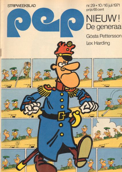 Diverse tekenaars - PEP 1971 nr. 29, stripweekblad, 10/16 juli  1971 met o.a. DIVERSE STRIPS/DE GENERAAL (COVER)/GÖSTA PETTERSON (2 p.)/LEX HARDING (1,5 p.), goede staat