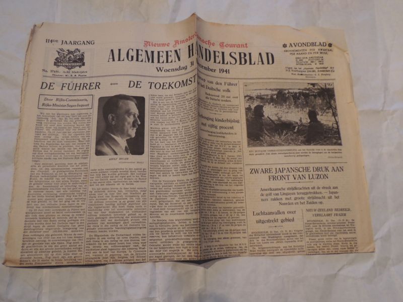  - Nieuwe Amsterdamsche Courant - Algemeen Handelsblad.  30 november 7,31 december 1941 ///  1 Januari - 1 october - 6,9,11 November - 5,14,15 December 1942