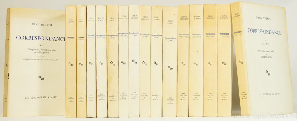 DIDEROT, D. - Correspondance. Edition établie, annotée et préfacée par Georges Roth et Jean Varloot. Complete in 16 volumes.